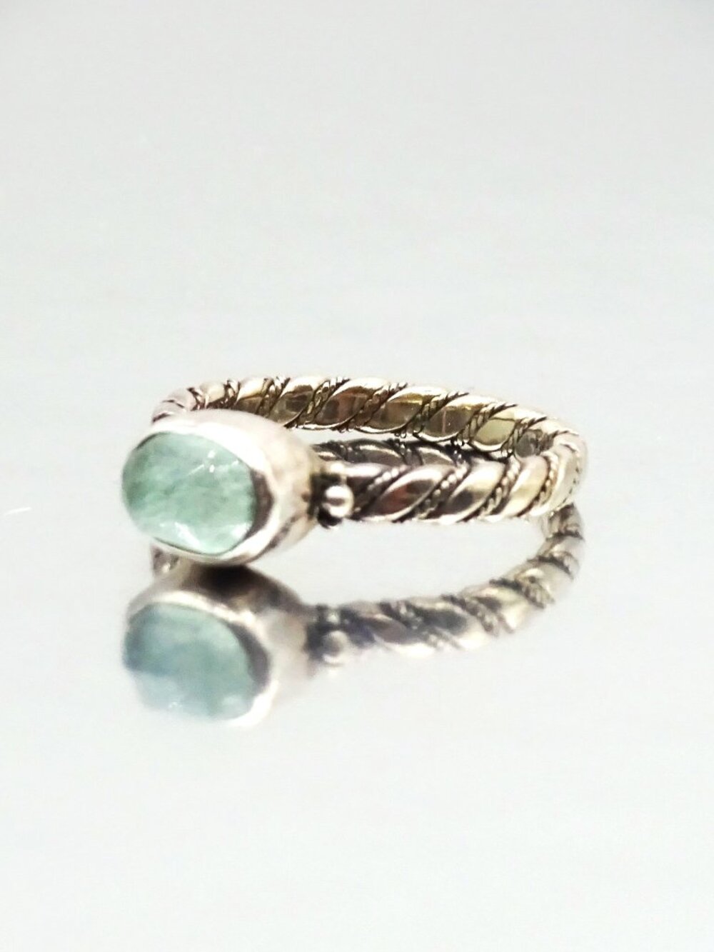LORI BONN Sterling Silver Amazonite Doublet Ring Size 8